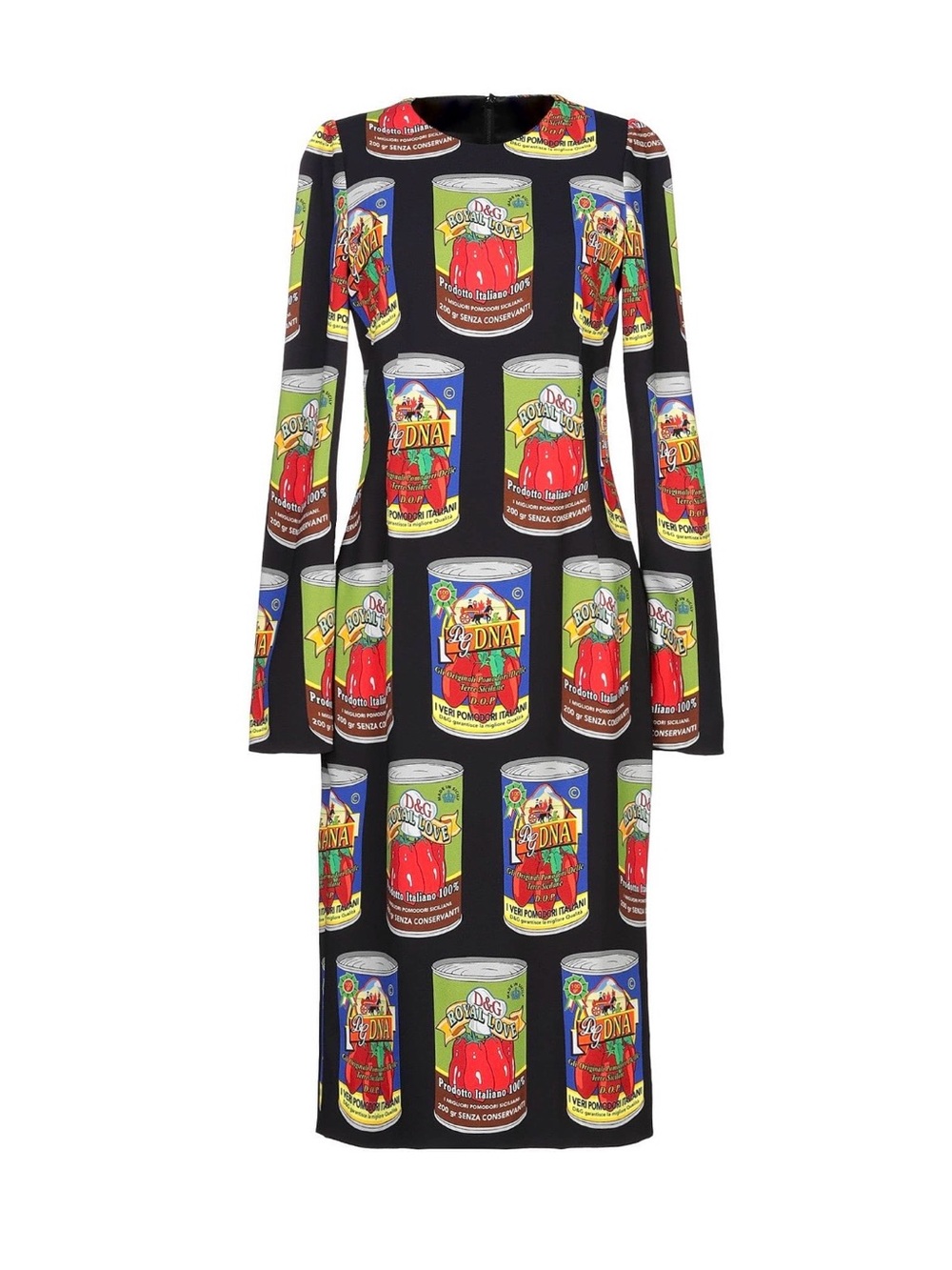 Dolce & Gabbana Black Dress with Red, Green & Blue Can Print, Italy Size 44